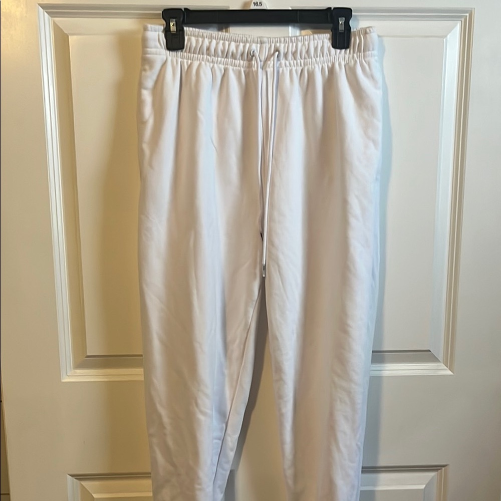 White Drawstring Jogger Pants (video included)